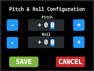 Pitch/Roll Calibration Page
